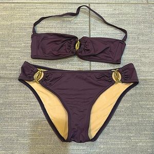 Victoria’s Secret bikini swimsuit purple with gold metal embellishments Small